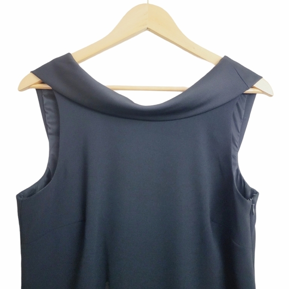 Trina Turk Black Nika Shift Dress Size 6 Sleeveless Crepe Drape Back Minimalist - Picture 5 of 9